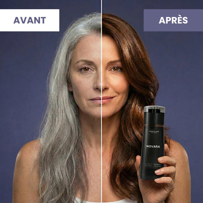 Résultat avant après obtenu avec le shampoing colorant Novara