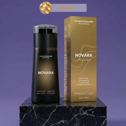 Flacon de shampoing colorant Novara, teinte blonde