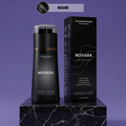 Flacon de shampoing colorant Novara, teinte noire