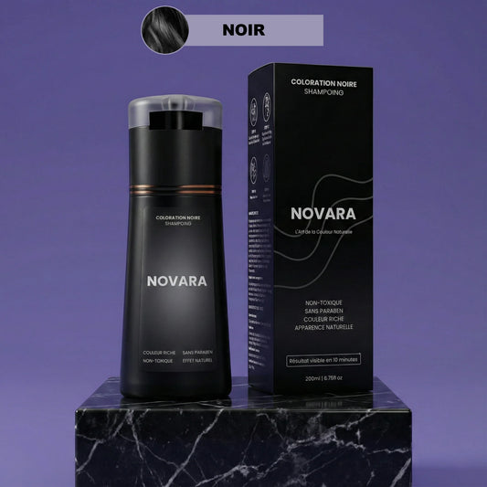 Flacon de shampoing colorant Novara, teinte noire